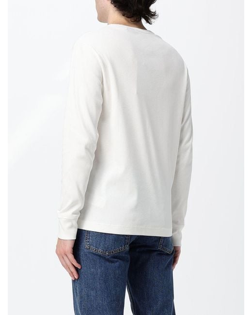 Burberry White Long-Sleeved Cotton Crewneck T-Shirt for men