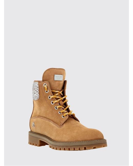 Philipp Plein Natural Flat Ankle Boots
