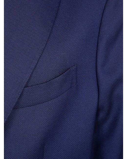 Boglioli Blue Single-Breasted Pure Wool Blazer With Patch Pockets for men
