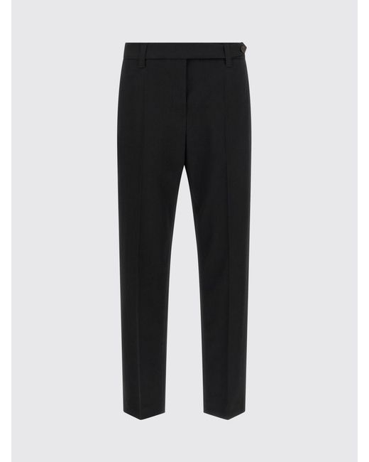 Brunello Cucinelli Black Slim Fit Stretch-Virgin Wool Trousers With Monili Embroidery