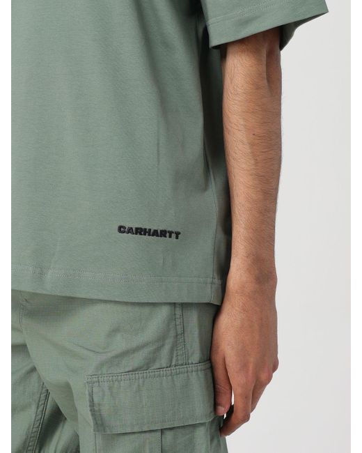 T-shirt in cotone con logo ricamato di Carhartt in Green da Uomo