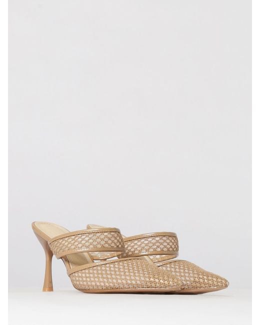 Twentyfourhaitch Natural Dianis Faux Leather And Nylon Mules