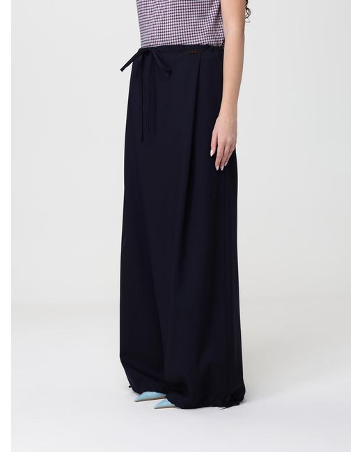 Marni Blue Wool Wide-Leg Trousers