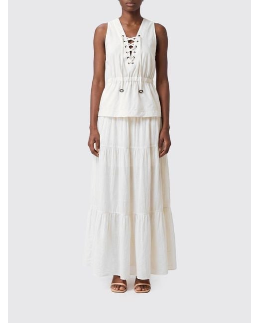 Pinko White Cotton Long Dress