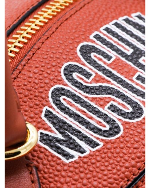 Moschino Couture Red Grained Leather Rugby Ball Bag for men
