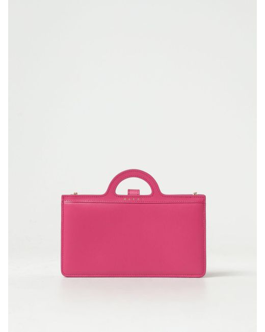 Marni Wallet Bag In Leather With Laminated Logo in Pink