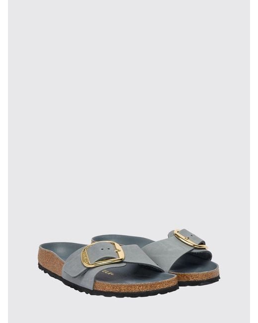 Birkenstock White Madrid Big Buckle Nubuck Sandals