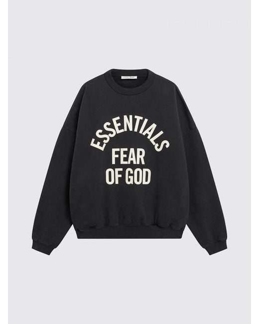 Fear Of God Gray Relaxed Fit Crew Neck Cotton Sweatshirt With Contrast Logo for men