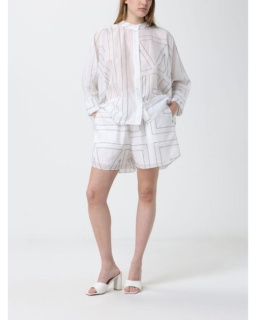 MEIMEIJ White Cotton Shorts With Logo Print