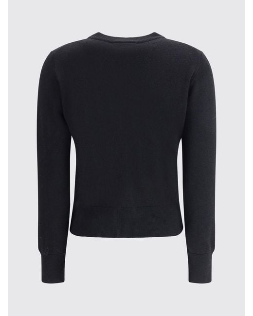 AMI Black Merino Wool Cardigan With Logo