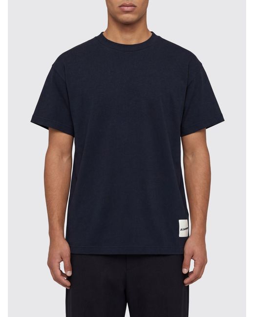 Jil Sander Blue Cotton T-Shirt for men