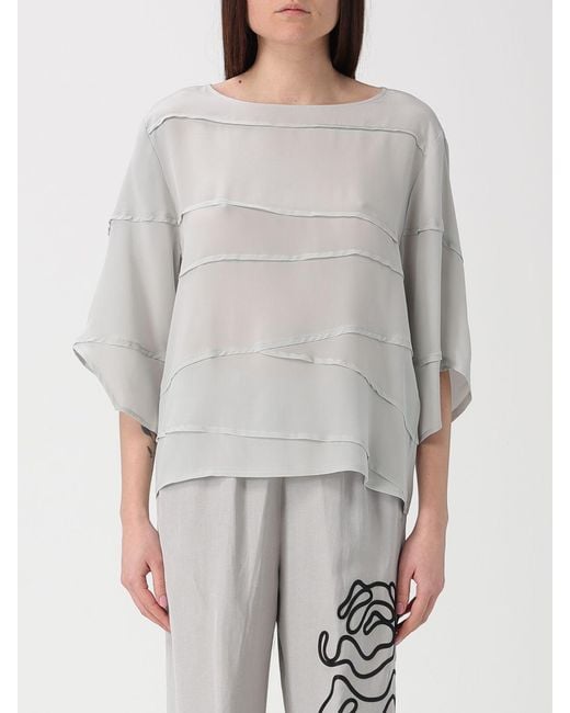 Liviana Conti Gray Iris Silk Blouse
