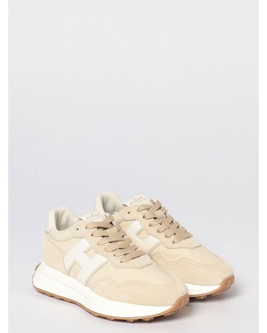 Hogan White Suede And Nylon Sneakers