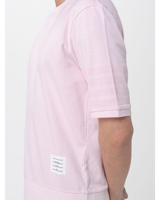 Thom Browne Pink 4-Bar Cotton T-Shirt for men