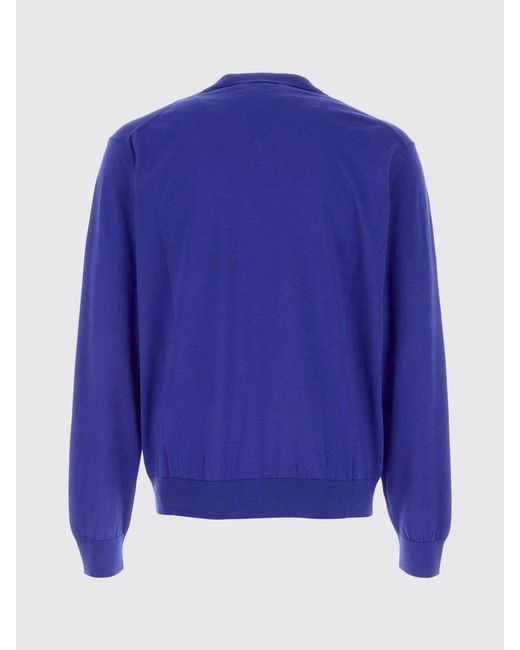 Versace Blue Cotton And Silk V-Neck Sweater for men