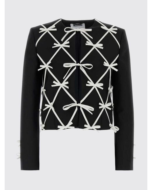 Moschino Couture Blue Bow-Embellished Crewneck Cropped Blazer