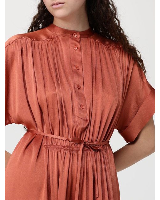 Semicouture Red Silk Blend Shirt Dress