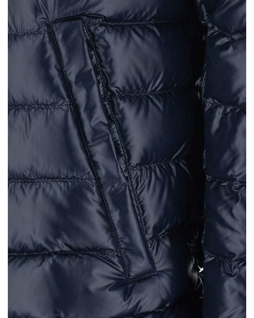 Herno Blue Quilted Ultra-Light Nylon Short Down Jacket With Hood