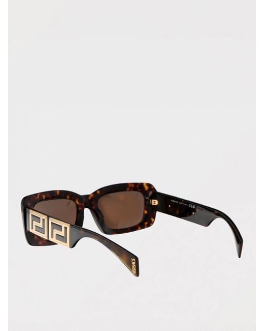 Versace Brown Eye Protection Rectangular Sunglasses With Distinctive Temple Embellishments