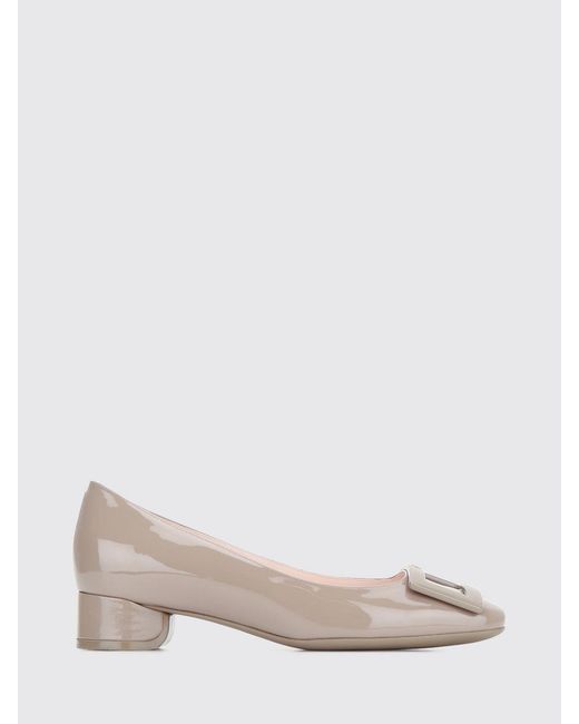Roger Vivier Pink Patent Leather Ballet Flats With Round Toe And Logo Plaque