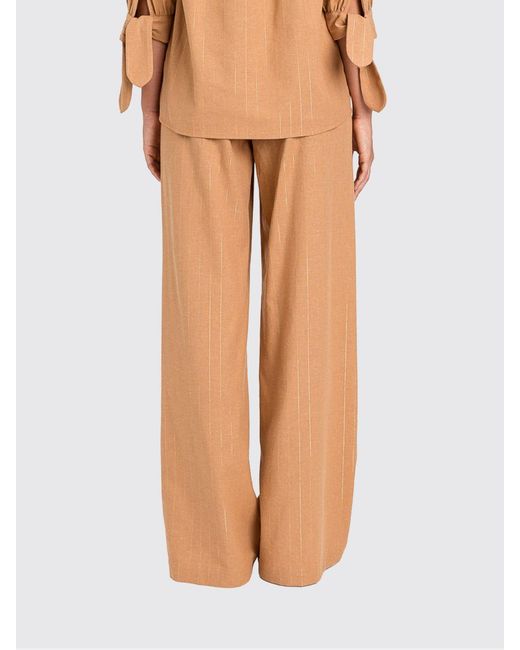 Twinset Natural Lurex Cotton Blend Palazzo Trousers