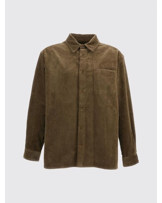 A.P.C. Green Short Corduroy Shirt Jacket With Patch Pockets for men