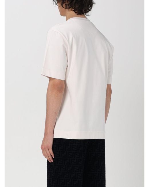 T-shirt in cotone con stampa di Fendi in White da Uomo
