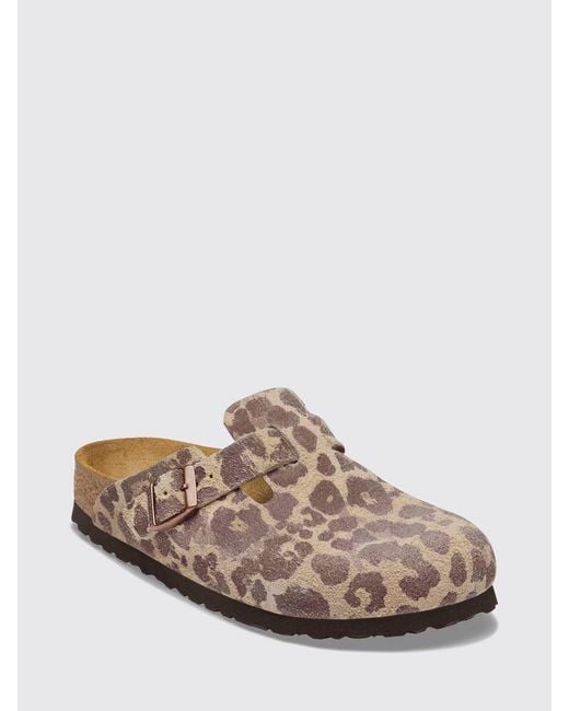 Birkenstock Multicolor Boston Animal Print Suede Clogs With Adjustable Strap