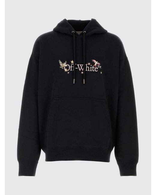 Off-White c/o Virgil Abloh Blue Printed Cotton Hooded Sweatshirt for men