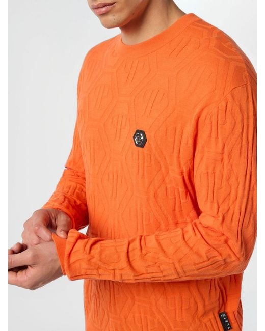 Philipp Plein Orange Sweater for men