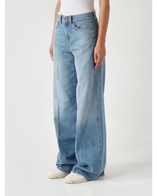 PT Torino Blue Cotton Flared Jeans
