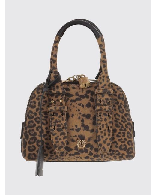 Pinko Brown Animal Print Suede Mini Escape Bag