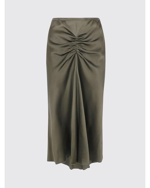 Victoria Beckham Gray High-Waisted Ruched Midi Pencil Skirt
