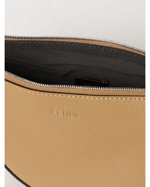 Fendi Natural Crescent-Shaped Grained Calfskin Leather Crossbody Bag for men