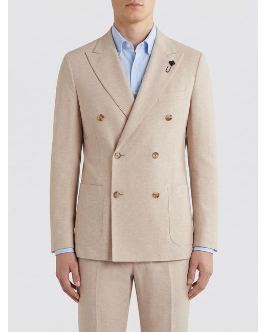 Lardini Natural Double-Breasted Cotton Jacket for men