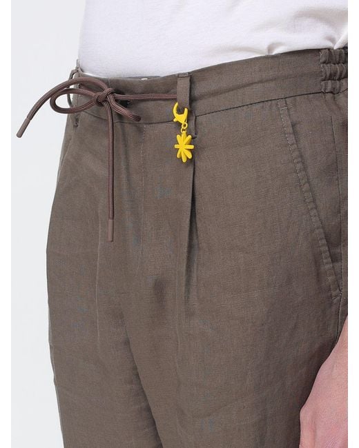 Manuel Ritz Gray Linen Slim Fit Trousers With Drawstring for men