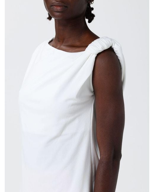 Pinko White Jersey One-Shoulder Top