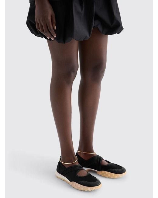 Jil Sander White Moon Nylon And Suede Ballet Flats