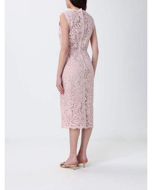 Dolce & Gabbana Pink Dolce &Amp Gabbana Lace Midi Dress