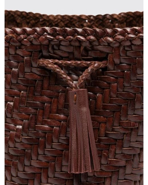 Dragon Diffusion White Pompom Double Jump Woven Leather Bag