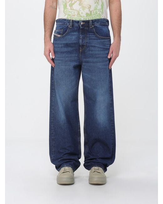 DIESEL Blue D-Macro Denim Wide Leg Jeans for men