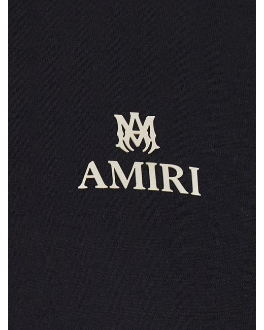 Amiri Blue Relaxed Fit Long-Sleeve Cotton-Blend Polo With Contrast Logo for men