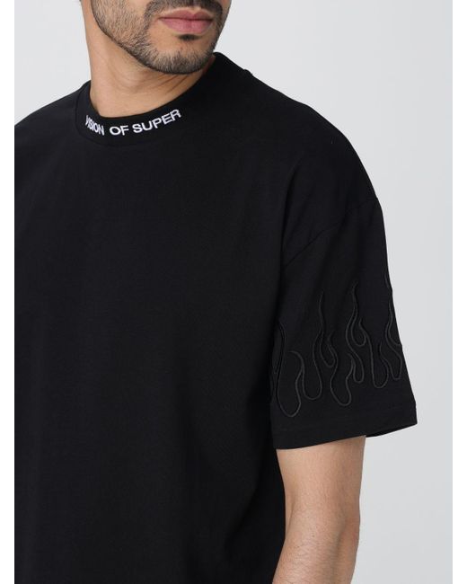 T-shirt in cotone con logo di Vision Of Super in Black da Uomo