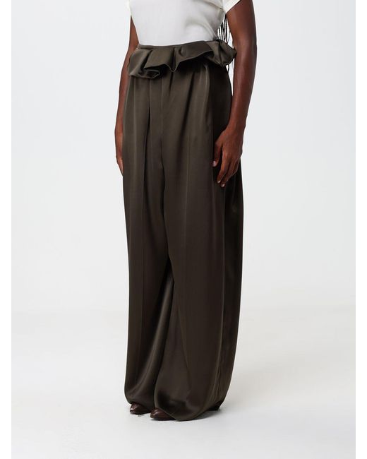 Khaite Black Kira High-Waisted Wide-Leg Satin Trousers With Drawstring