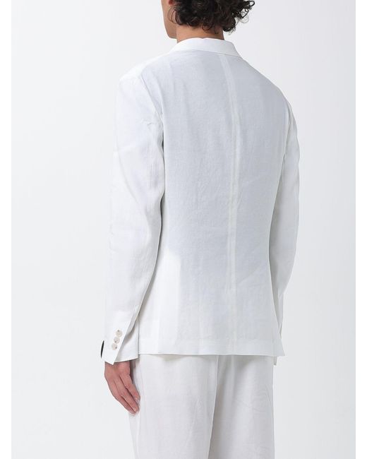 Paolo Pecora White Linen And Viscose Double-Breasted Blazer for men