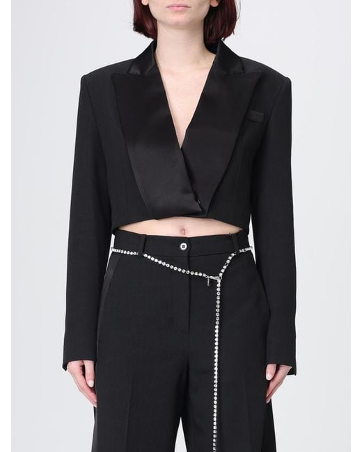 Pinko Black Viscose Blend Crop Blazer
