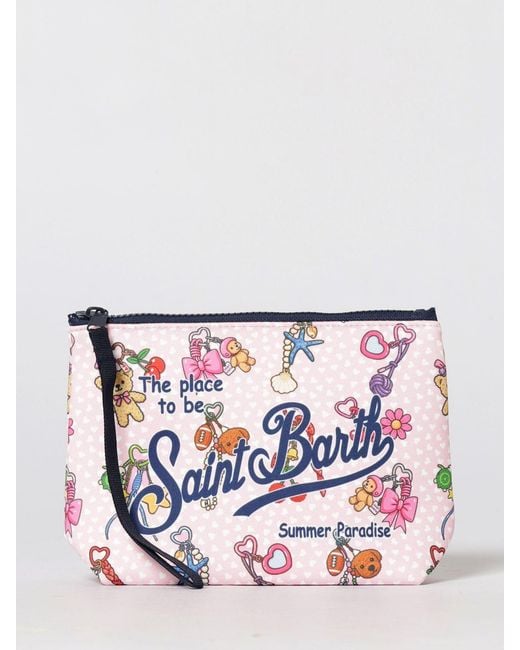 Mc2 Saint Barth White Aline Striped Polyester Pouch for men
