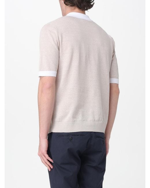 Eleventy White Linen And Cotton Polo Shirt for men