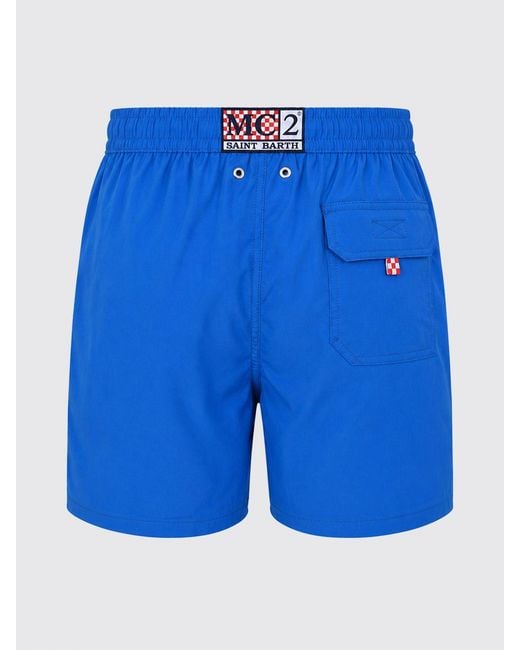 Mc2 Saint Barth Blue Short Swim Shorts With Elasticated Drawstring Waist for men