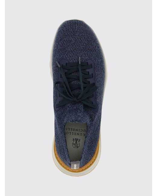 Brunello Cucinelli Blue Low-Top Knit Sneakers for men